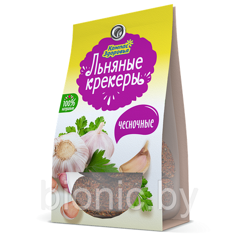 Крекеры льняные чесночные "Компас здоровья", 50г 1/24, фото 2