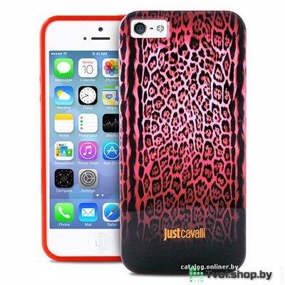 Чехол для iPhone 5/ 5s накладка Just Cavalli " LEOPARD", красный - фото 3 - id-p61491153