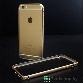 Бампер для iPhone 6/ 6s алюминиевый Cross, золотой