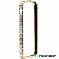 Бампер для iPhone 6/ 6s металлический со стразами, золотой