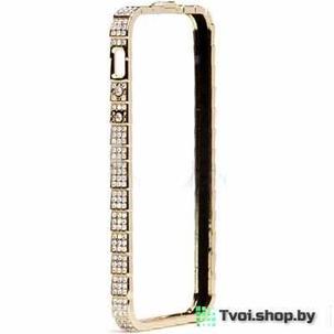 Бампер для iPhone 6/ 6s металлический со стразами, золотой, фото 2