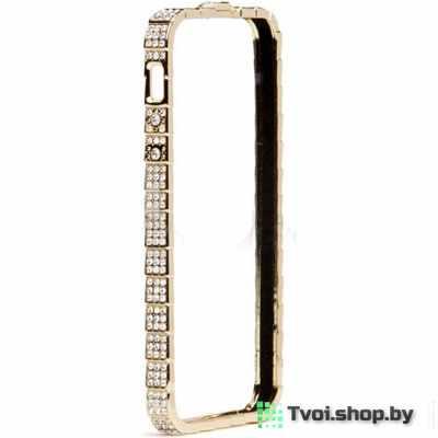 Бампер для iPhone 6/ 6s металлический со стразами, золотой - фото 1 - id-p61492032