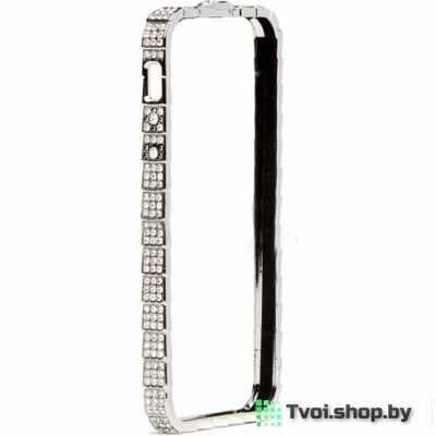Бампер для iPhone 6/ 6s металлический со стразами, черный - фото 1 - id-p61492031