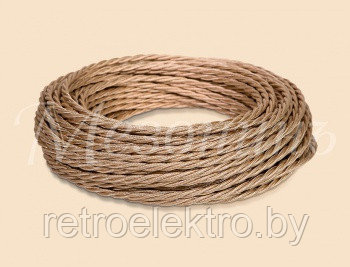 Витой ретро провод 2*1,5 Песочный шелк, Interior Electric, фото 2