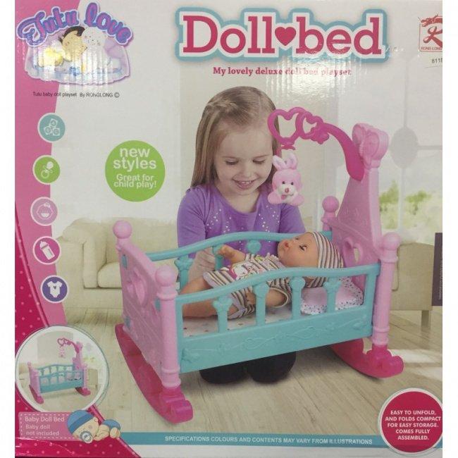 Детская игрушечная кукольная кроватка качалка с мобилем для кукол арт . 8118 , для кукол пупсов Baby born - фото 2 - id-p88462405