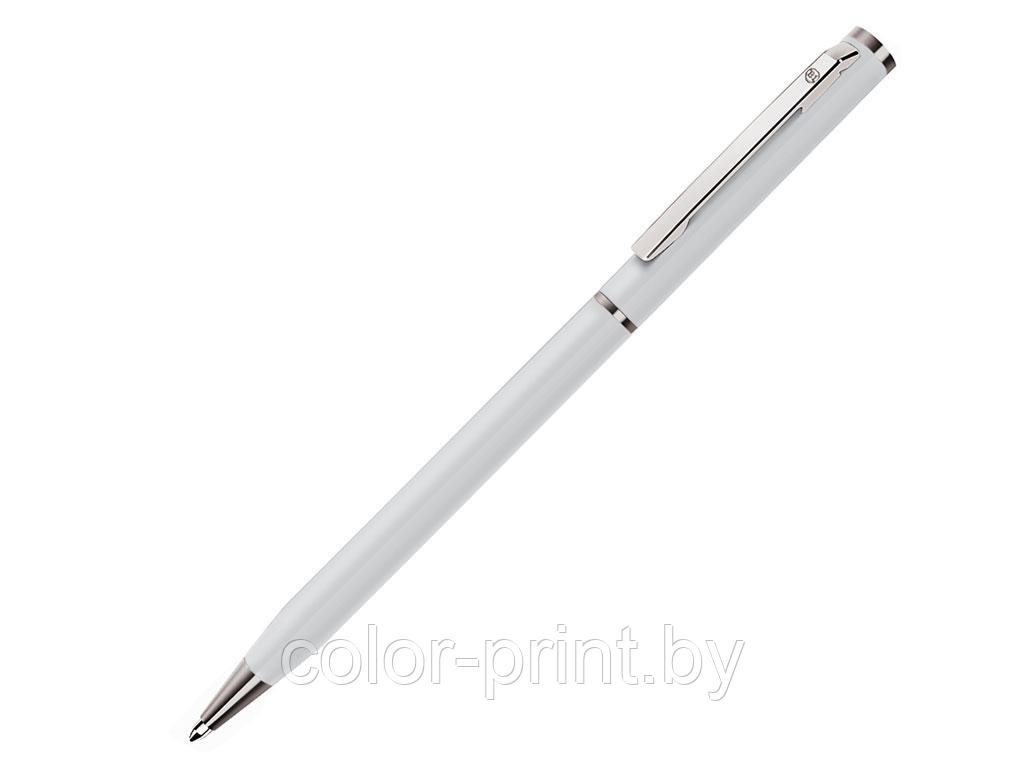 Ручка шариковая, СЛИМ, металл, белый/серебро