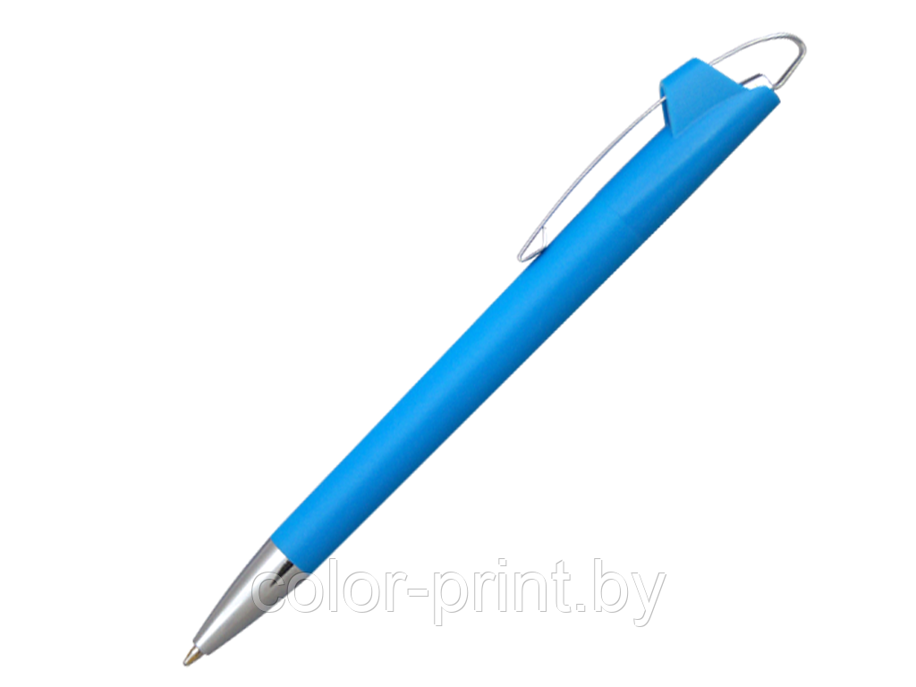Ручка шариковая, пластик, голубой/серебро, АУРА