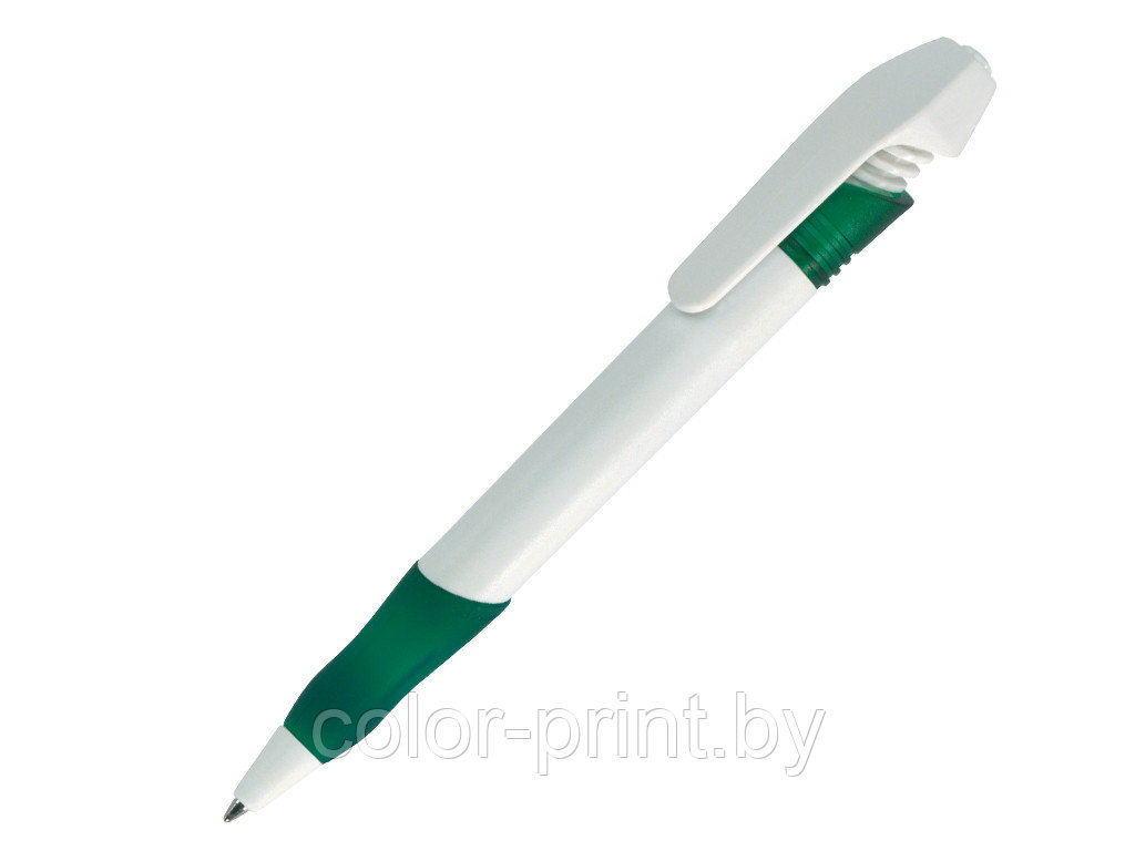 Ручка шариковая, пластик, белый/зеленый, NEMO