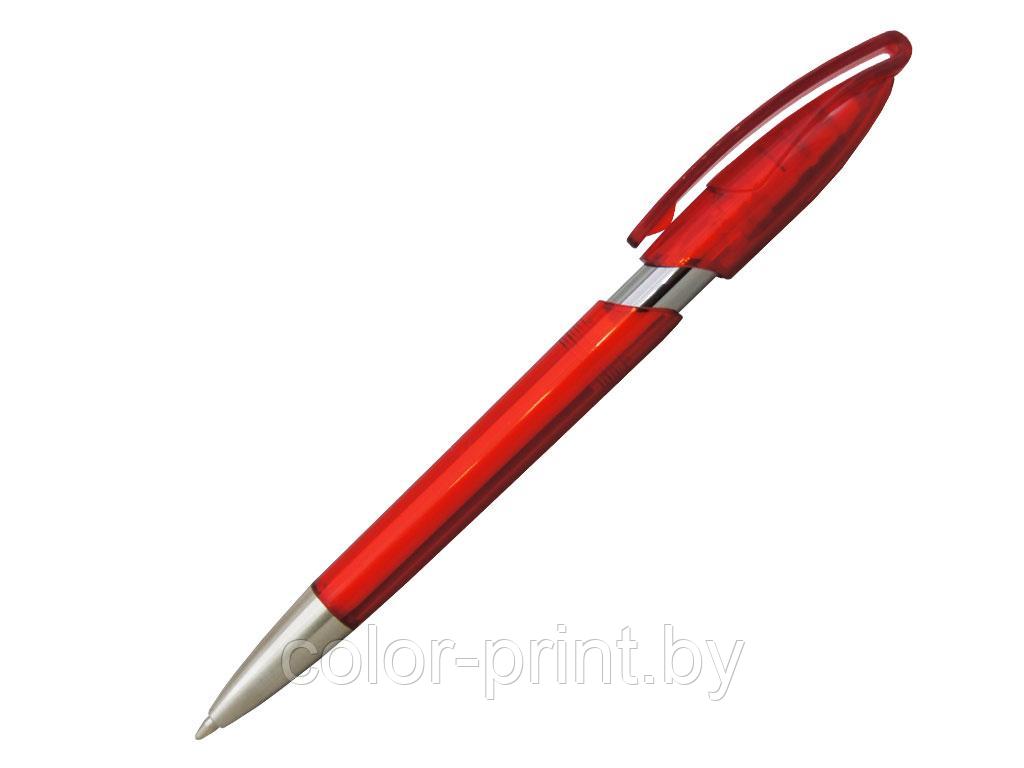 Ручка шариковая, автоматическая, пластик, прозрачный, металл, красный/серебро, RODEO