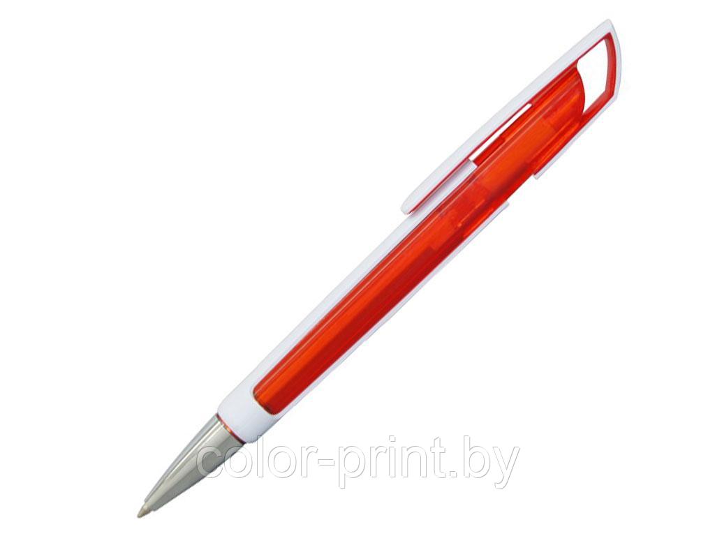 Ручка шариковая, пластик, прозрачный, красный/белый