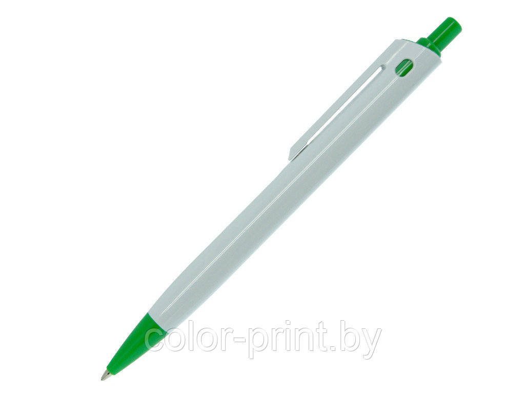Ручка шариковая, пластик, белый/зеленый, YES