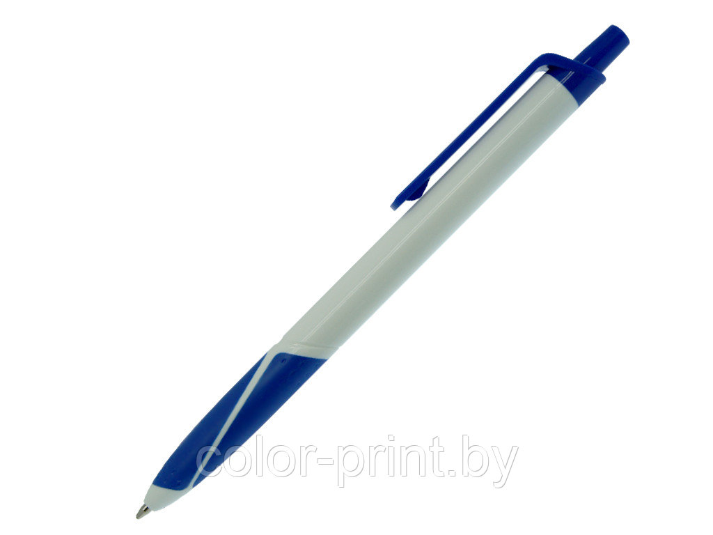 Ручка шариковая, пластик, резина, белый/синий, VIVA