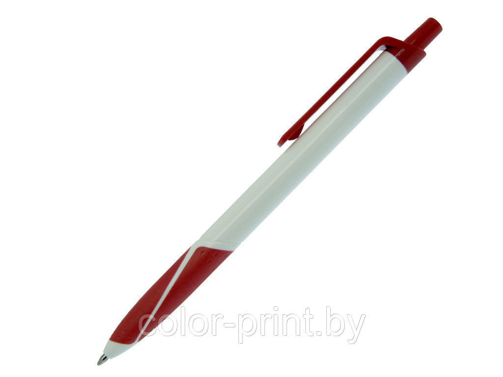 Ручка шариковая, пластик, резина, белый/красный, VIVA
