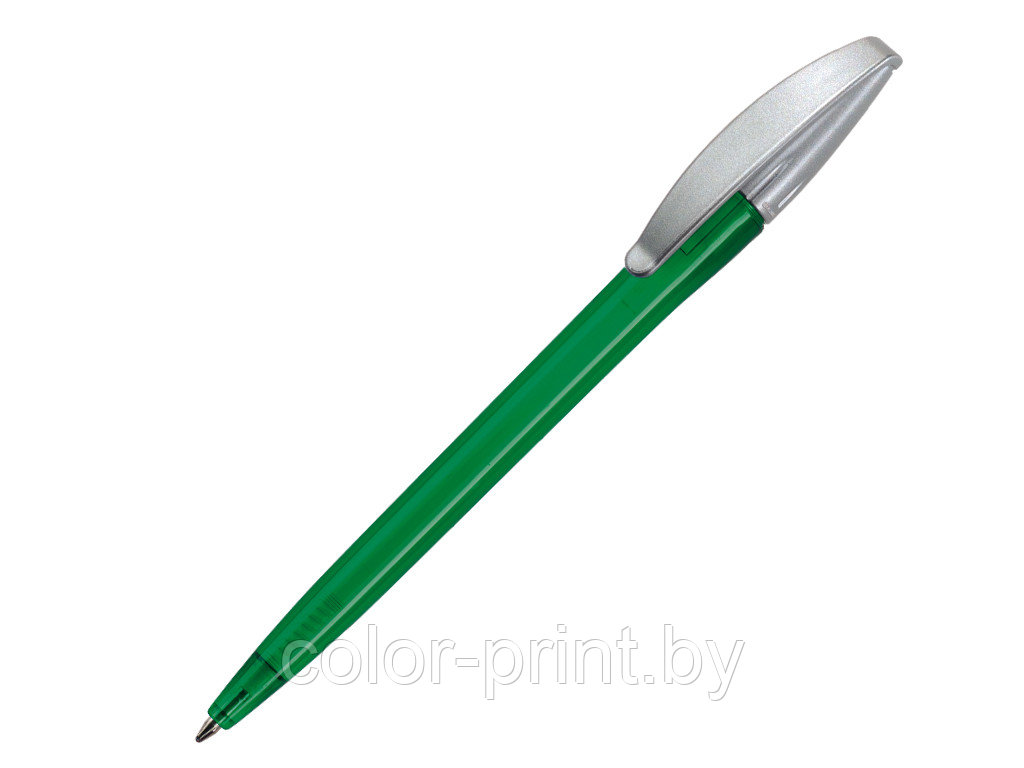 Ручка шариковая, пластик сатин, зеленый, прозрачный SLIM