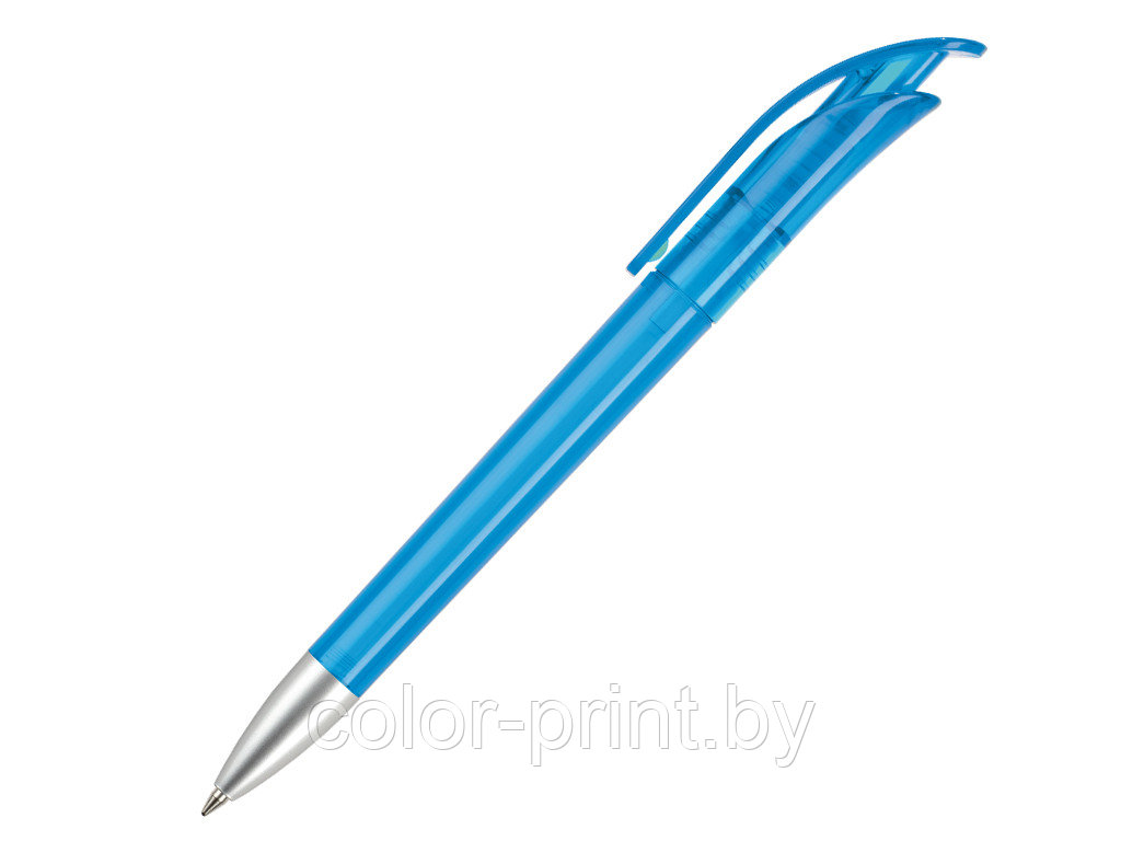 Ручка шариковая, пластик, голубой, прозрачный Focus