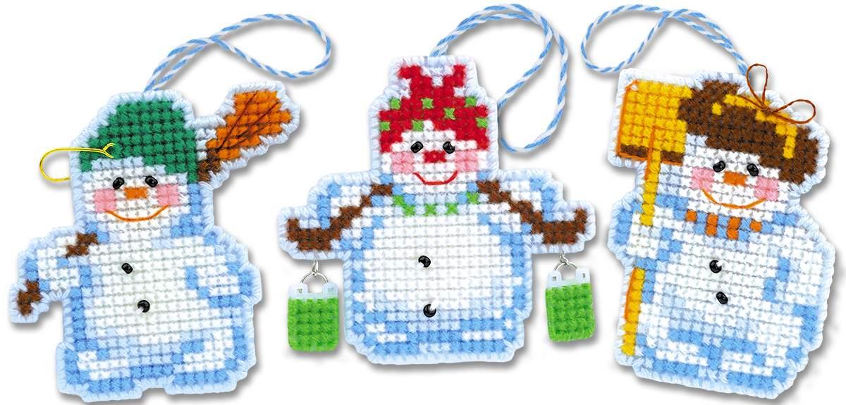 Набор для вышивания крестом "Новогодние игрушки «Снеговички»" - фото 1 - id-p97411704