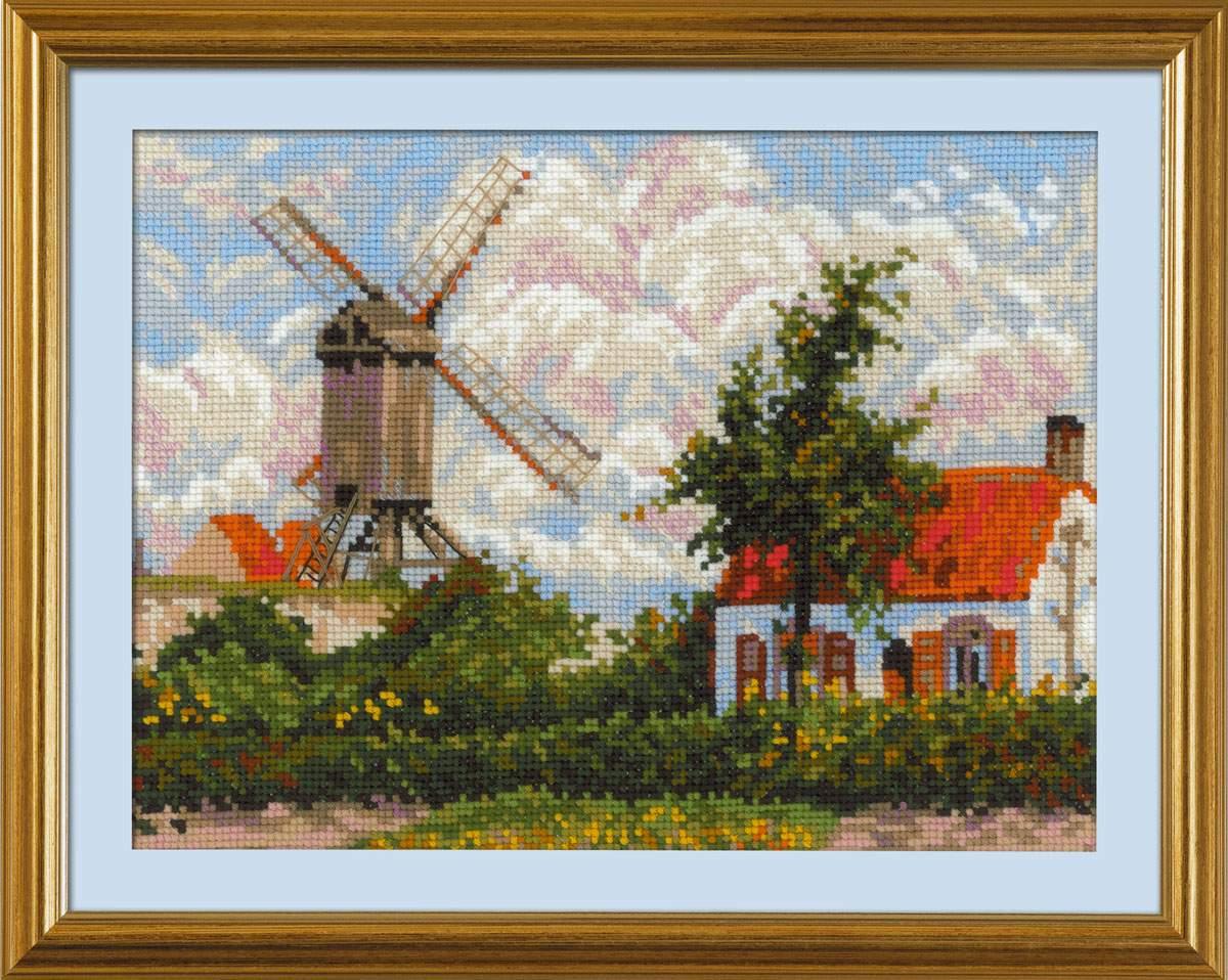 Набор для вышивания крестом «Ветряная мельница в Кноке» по мотивам картины К. Писсарро - фото 1 - id-p97412247