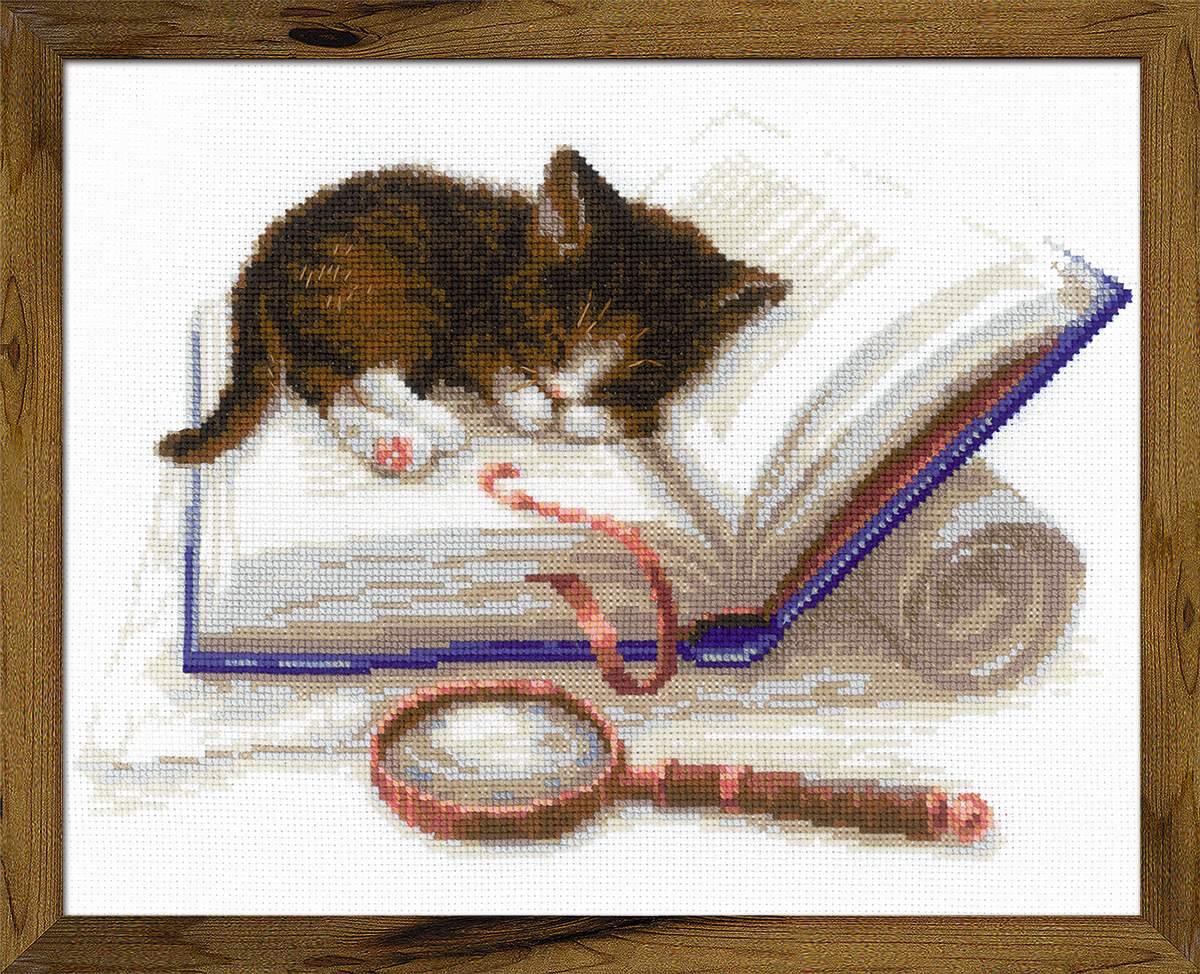 Набор для вышивания крестом «Котенок на книжке». - фото 1 - id-p97415715