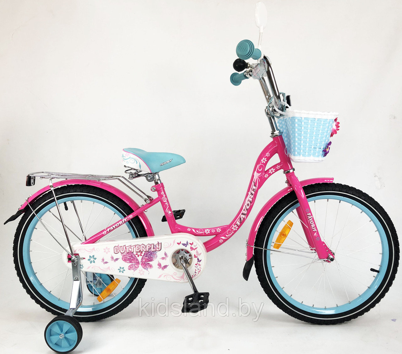 Детский велосипед Favorit Butterfly 14" розово-голубой - фото 2 - id-p62645725