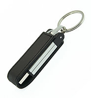Флеш накопитель USB 2.0 Verona в кожаном чехле, металл, черный/серебристый, 16 Gb