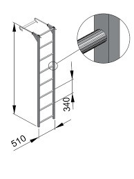 Лестница навесная алюминиевая со  стальными кронштейнами ЛНАстк