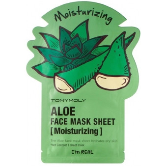 Тканевая маска для лица с алоэ Tony Moly I'm Real Aloe Mask Sheet
