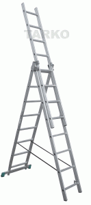 Трехсекционная лестница TARKO профессиональная  размер с вылетом 6540х4520х2830х1000 мм 3 ряда по 10 ступеней