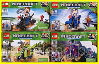 Набор мини-фигурок Minecraft на мотоциклах, 8 видов