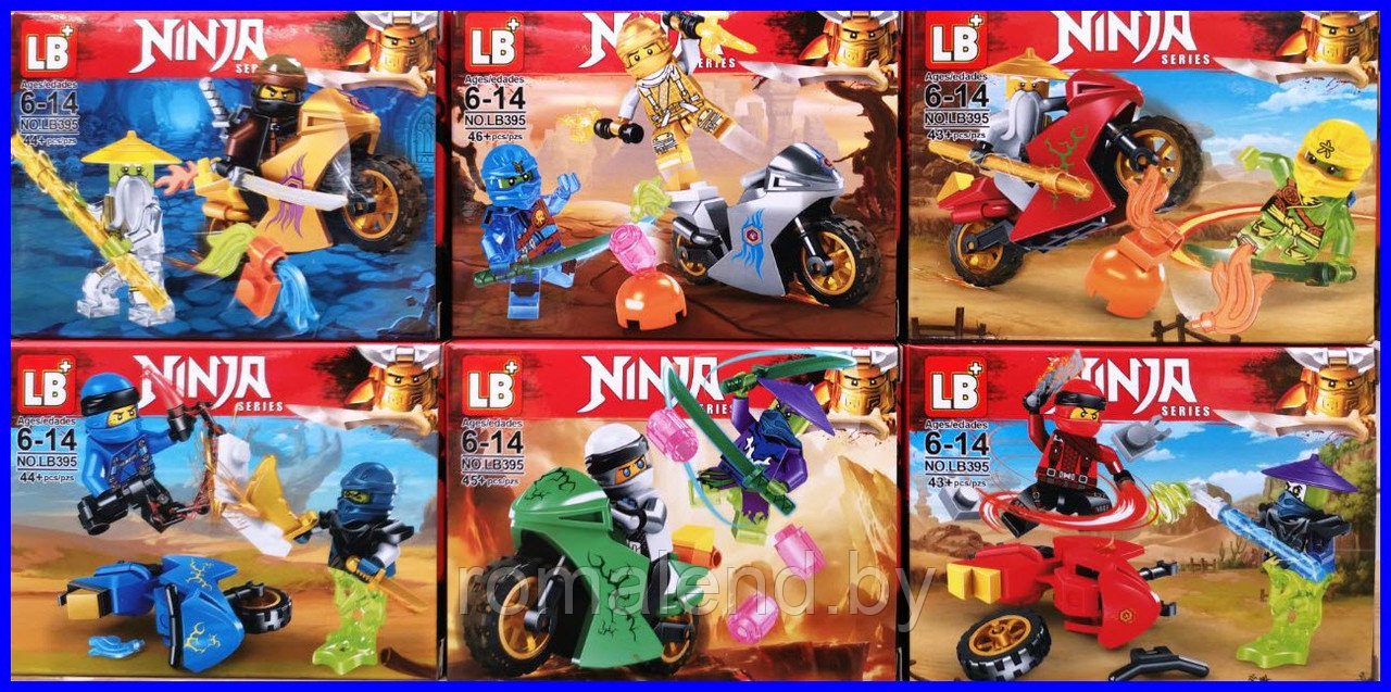 Фигурки мини-конструктор Ninja 3 в 1 на мотоциклах (6 шт)
