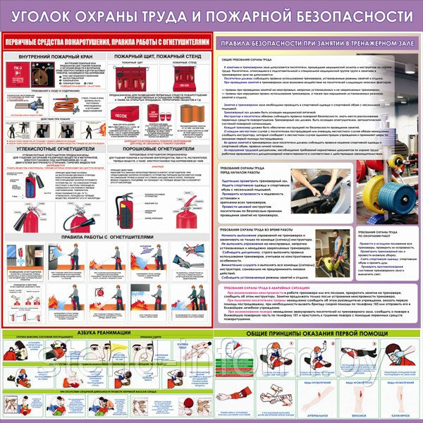 Уголок безопасности в тренажерном зале, р-р 100*100 см