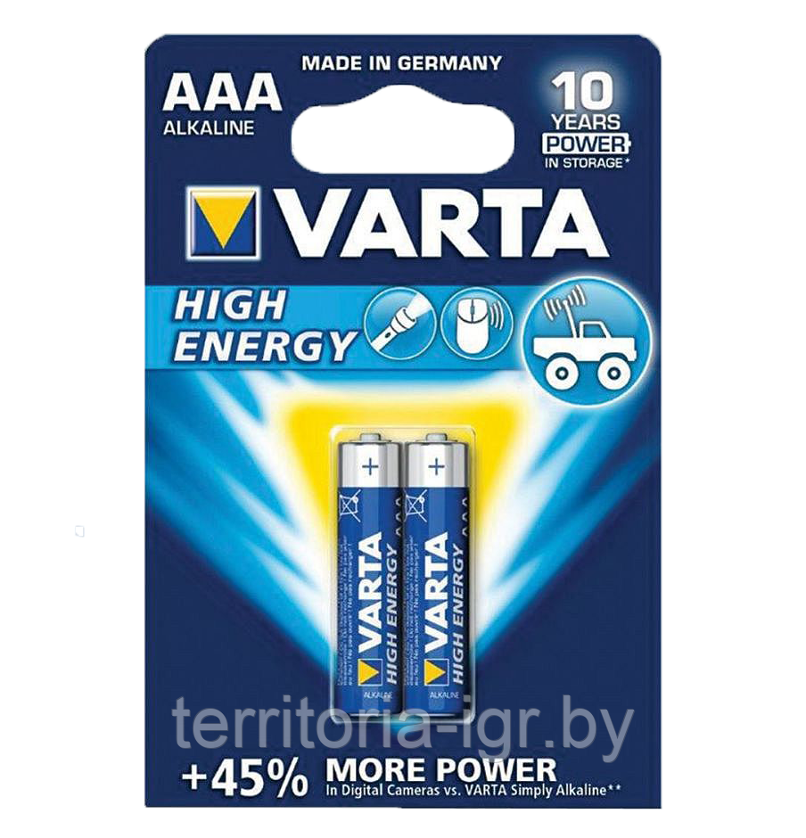 Батарейки High Energy LR03 AAA Varta - фото 1 - id-p97690972