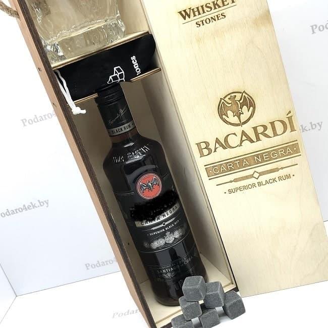 Подарочный набор для виски «BACARDI» со стаканом и камнями - фото 4 - id-p97672925