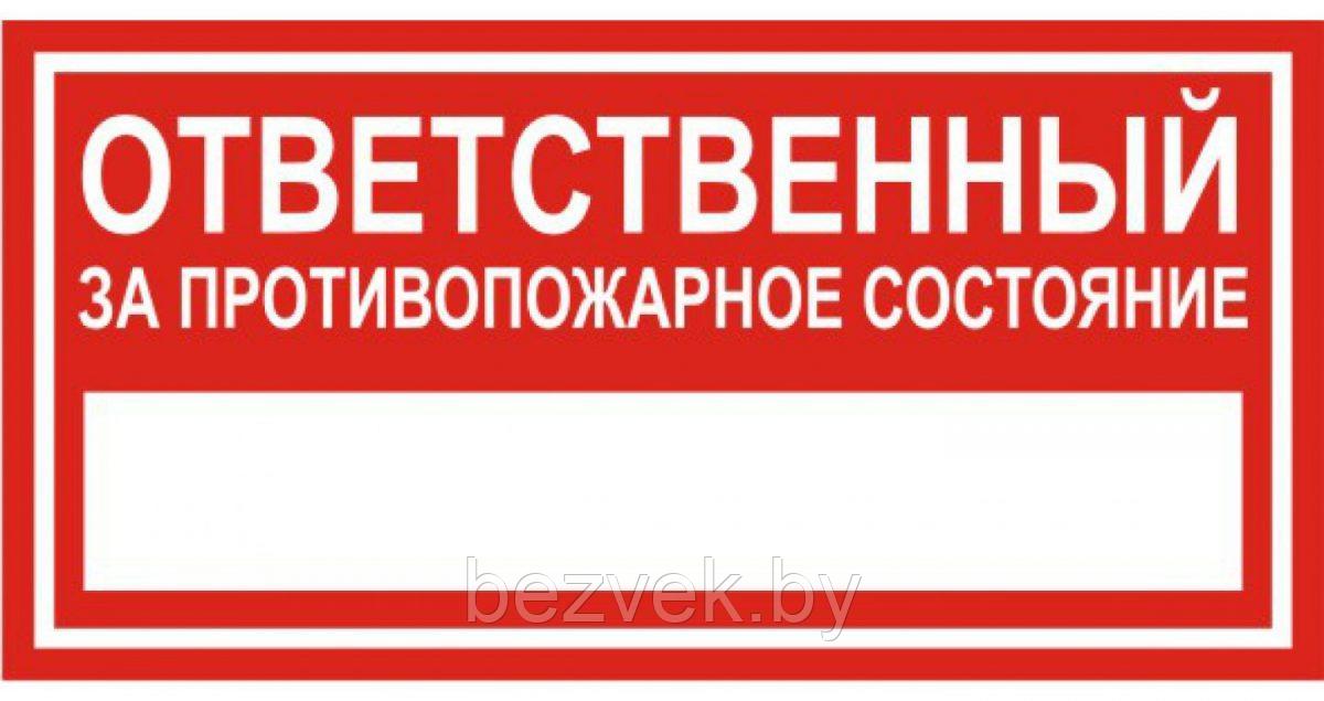 Информационный знак "Ответственный за противопожарное состояние", арт. П020 - фото 1 - id-p84207913