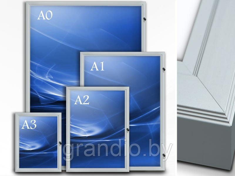 Клик рамка А2 алюминиевая 40х60 профиль 25мм серебро - фото 4 - id-p97784167