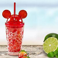 Ледяной стакан «Микки Маус» с трубочкой красный