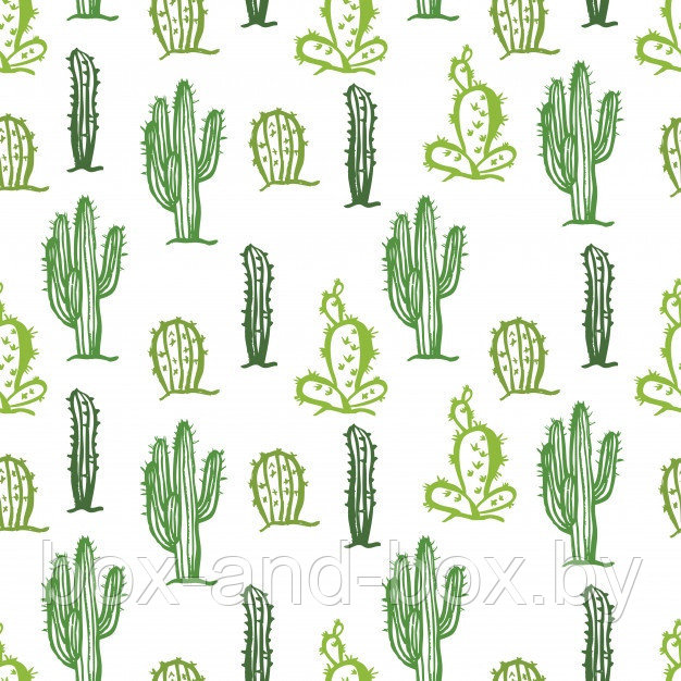 Коробка "Кактусы на белом фоне" размер 20*20*5см