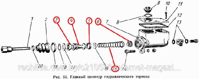 Установка ремкомплекта главного тормозного цилиндра ГАЗ 53, 52, 51 (стар. образца), поршень, пружина на автомобиле