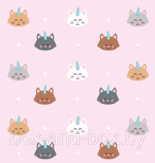 Коробка "Коты-единороги" размер 23*15*9см