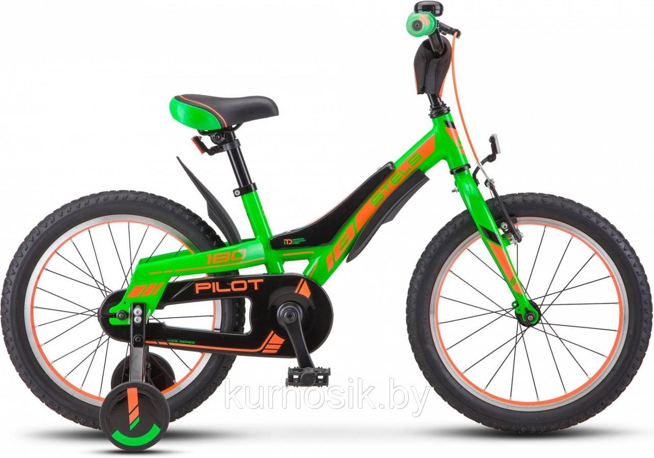 Велосипед STELS Pilot-180 18" V010 (от 6 до 9 лет) Зеленый/оранжевый - фото 1 - id-p97827722