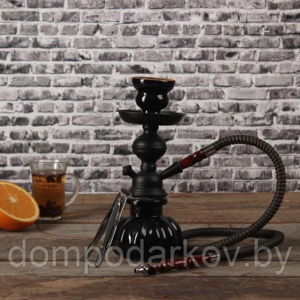 Кальян 25 см, 1 трубка, колба черная, шахта черный эллипс