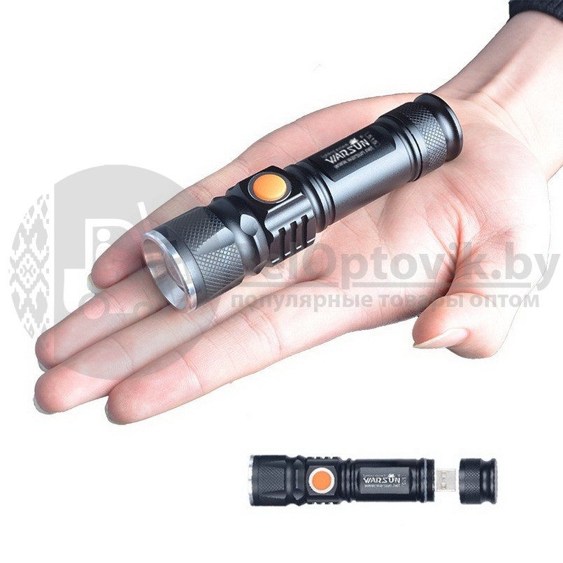 Ручной светодиодный фонарь с USB Forex World аккумуляторный с фокусировкой HL-616-T6 (USB, 3mode) - фото 2 - id-p97839352