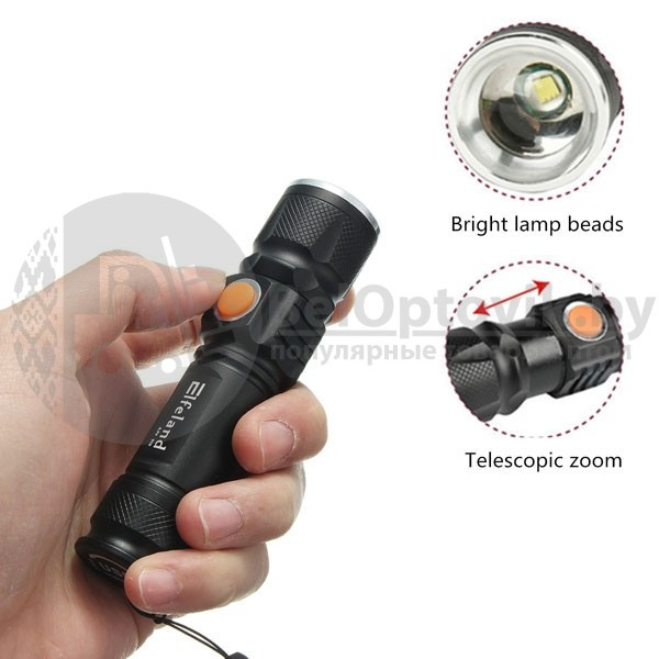 Ручной светодиодный фонарь с USB Forex World аккумуляторный с фокусировкой HL-616-T6 (USB, 3mode) - фото 8 - id-p97839352