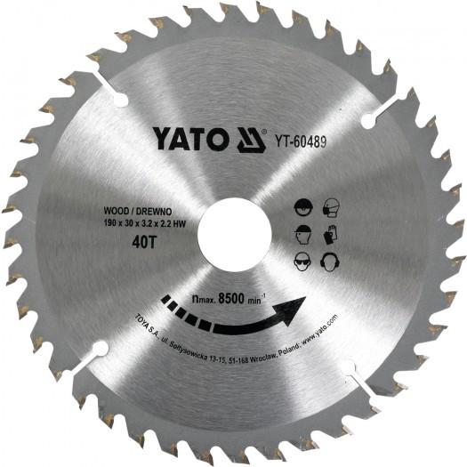 Диск пильный по дереву 190/30 40T "Yato" YT-60489