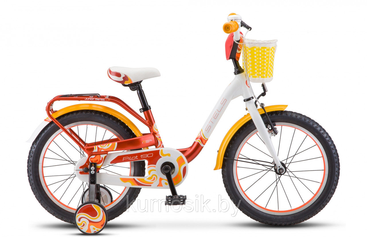 Велосипед STELS Pilot-190 18" V030 (от 5 до 8 лет) Красный/желтый/ белый