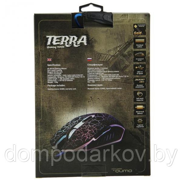 Мышь Qumo Dragon War Terra, игровая, проводная, оптическая, подсветка, 3200 dpi, USB,черная - фото 7 - id-p97914183