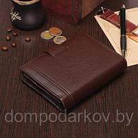 Портмоне мужское 3 в 1 (авто+паспорт), 2 отдела, для карт, для монет, цвет коричневый, фото 2