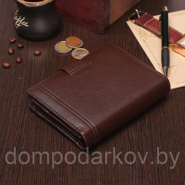 Портмоне мужское 3 в 1 (авто+паспорт), 2 отдела, для карт, для монет, цвет коричневый - фото 2 - id-p97914190