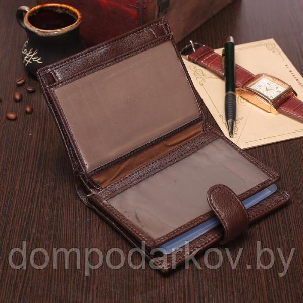Портмоне мужское 3 в 1 (авто+паспорт), 2 отдела, для карт, для монет, цвет коричневый - фото 4 - id-p97914190