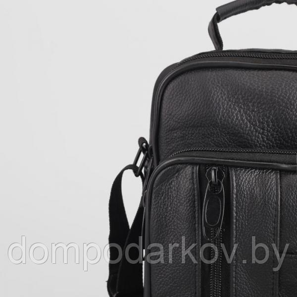 Сумка мужская, отдел на молнии, 4 наружных кармана, регулируемый ремень, цвет чёрный - фото 4 - id-p97914201