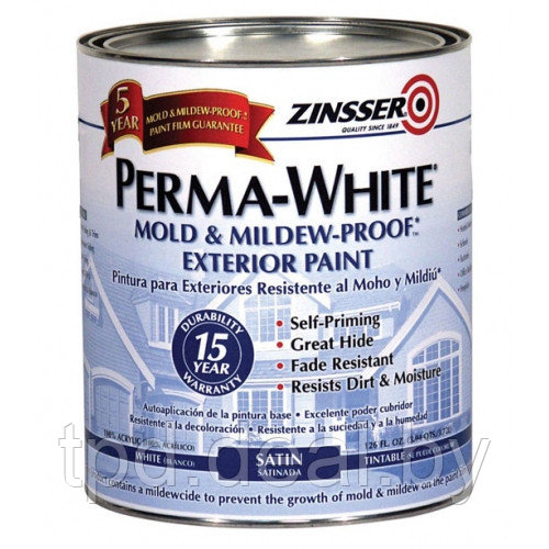 Краска фасадная ZINSSER PERMA-WHITE® Mold & Mildew-Proof 3,78л - фото 1 - id-p97945789